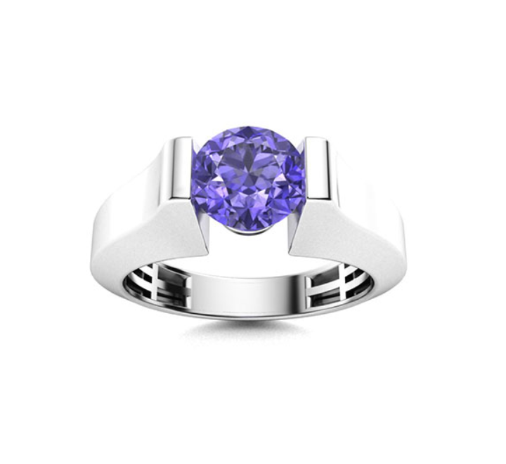 Amethyst and VS Diamond Men's Ring