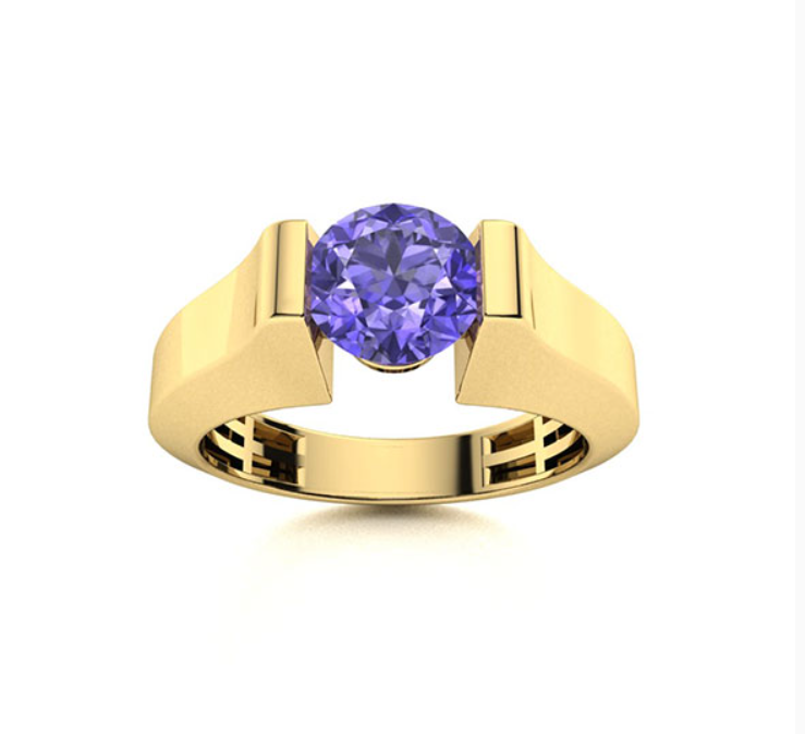Amethyst and VS Diamond Men's Ring