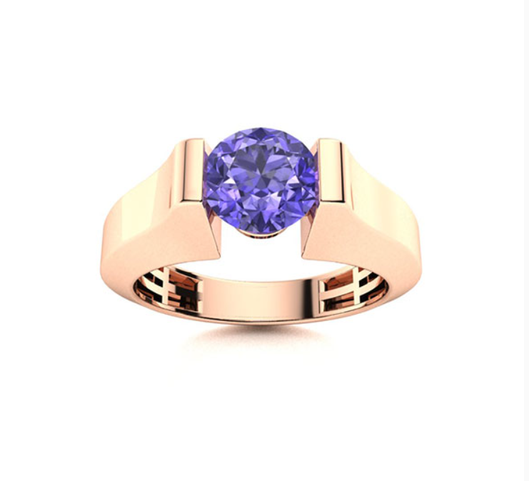 Amethyst and VS Diamond Men's Ring