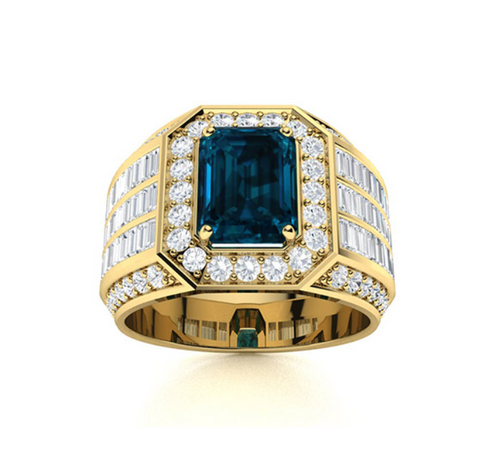 Amethyst and VS Diamond Men's Ring