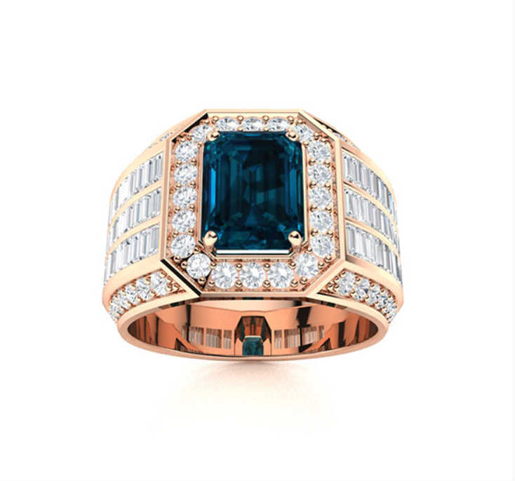 Amethyst and VS Diamond Men's Ring