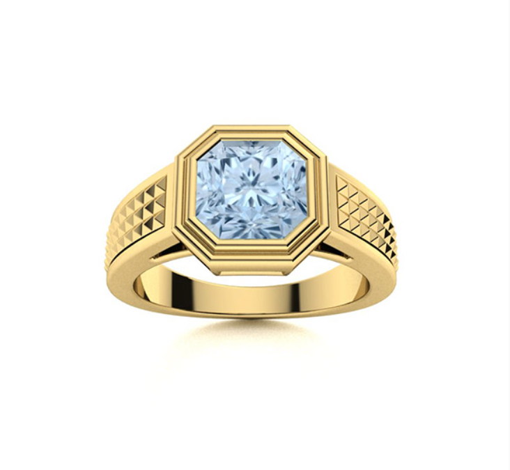 Amethyst and VS Diamond Men's Ring
