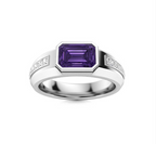 Amethyst and VS Diamond Men's Ring