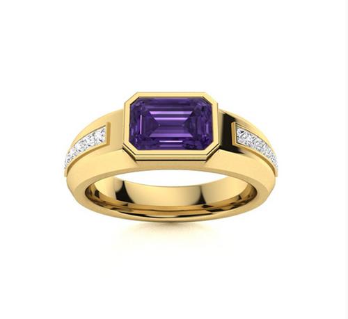 Amethyst and VS Diamond Men's Ring
