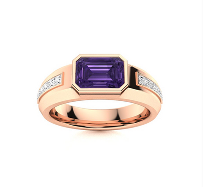 Amethyst and VS Diamond Men's Ring - M&D Signature Jewels