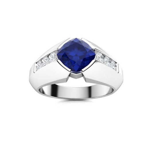 Amethyst and VS Diamond Men's Ring