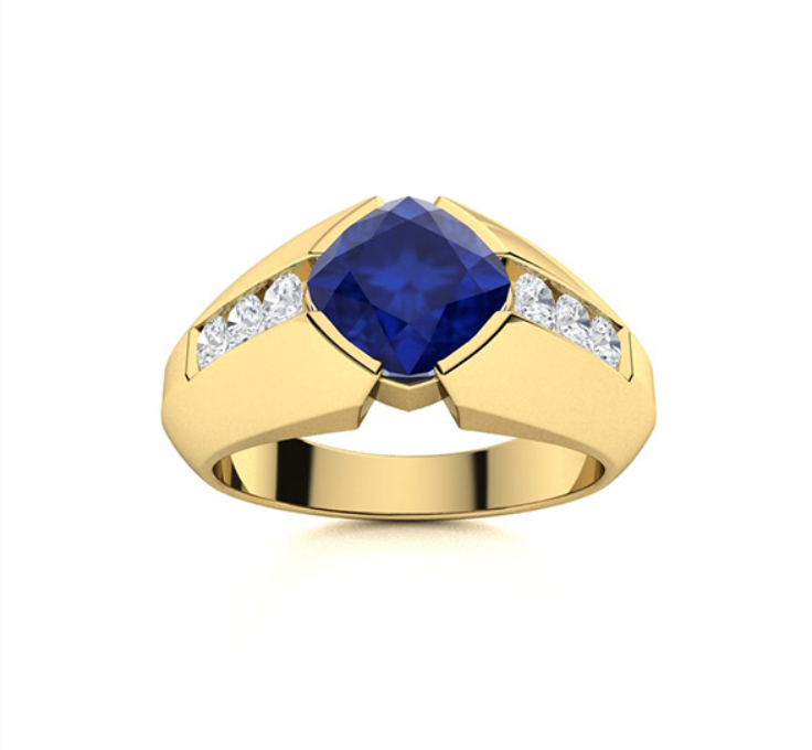Amethyst and VS Diamond Men's Ring