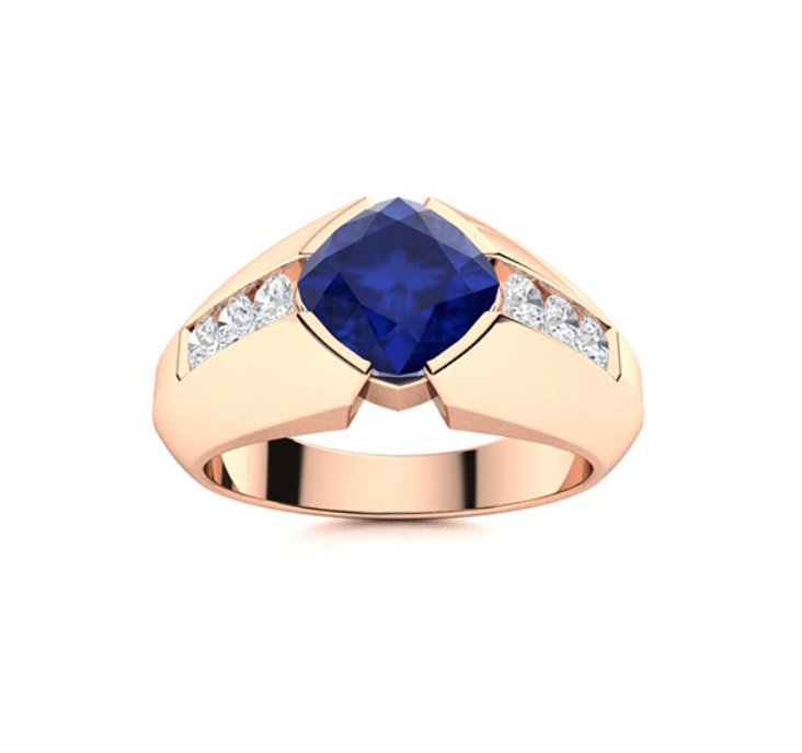 Amethyst and VS Diamond Men's Ring