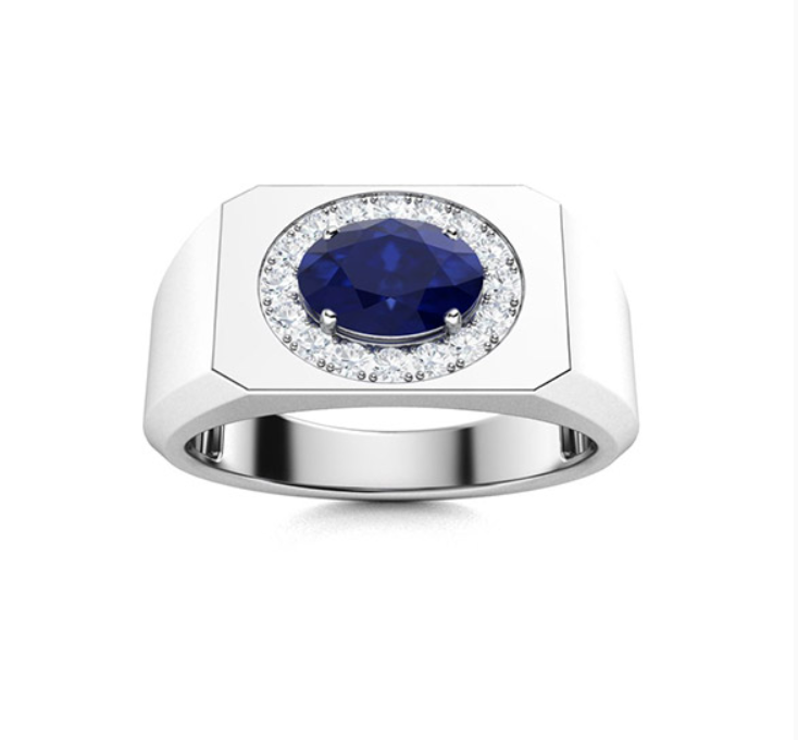 Amethyst and VS Diamond Men's Ring