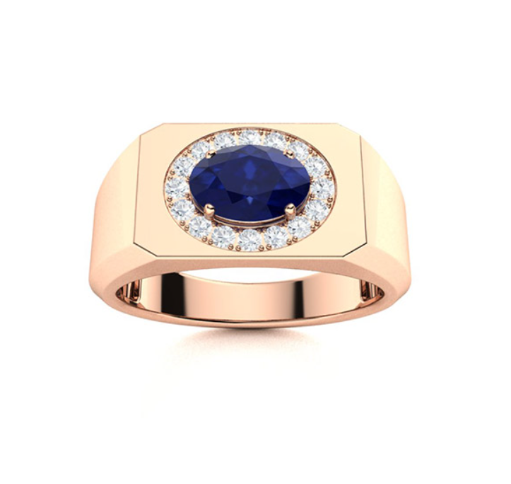 Amethyst and VS Diamond Men's Ring