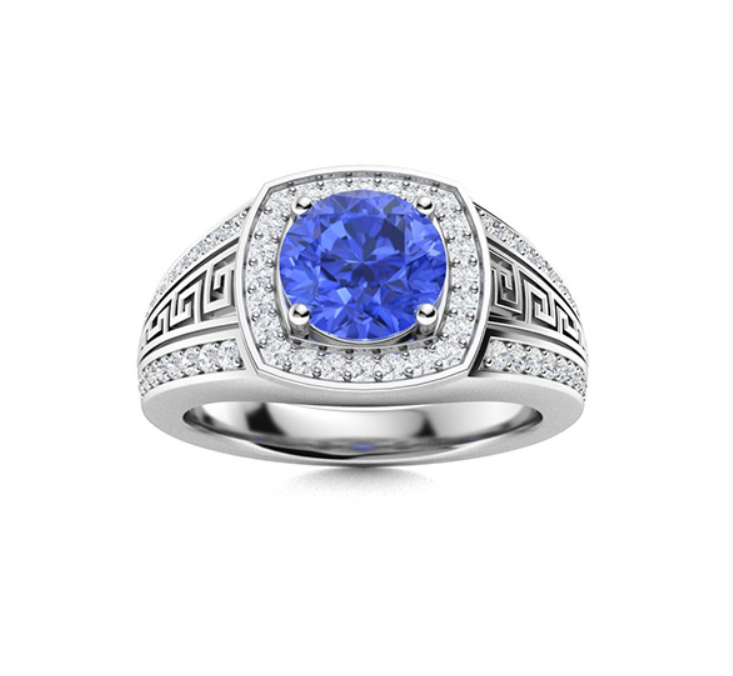 Amethyst and VS Diamond Men's Ring