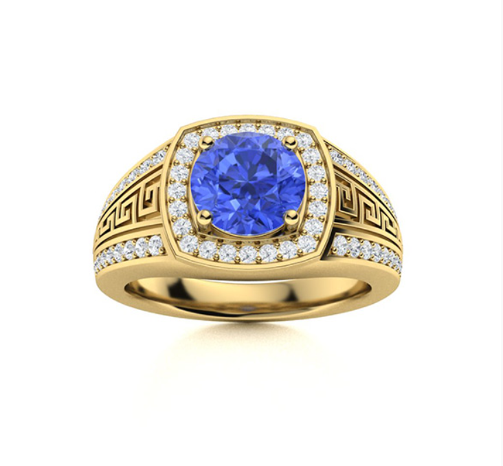 Amethyst and VS Diamond Men's Ring