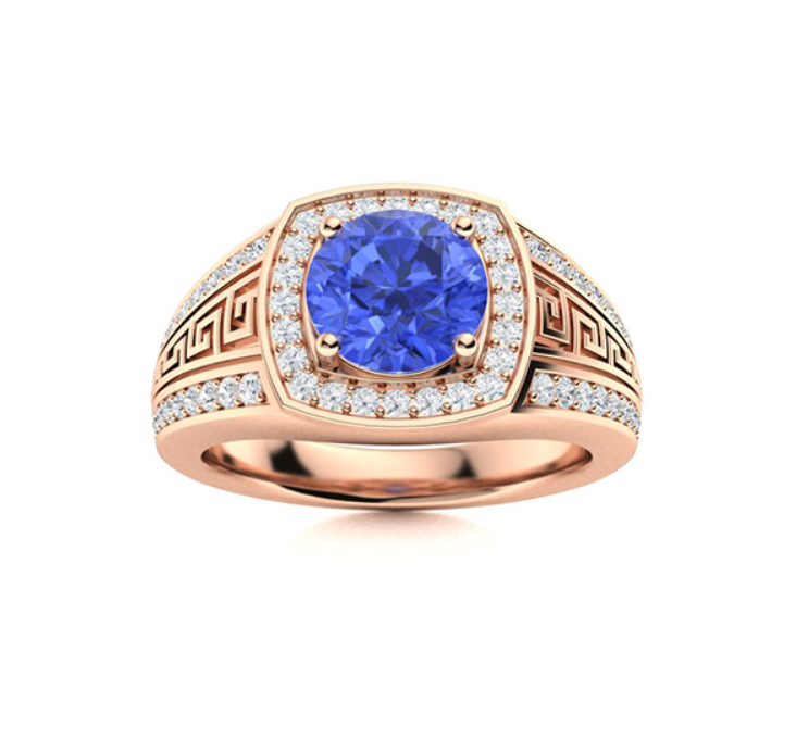 Amethyst and VS Diamond Men's Ring