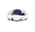 Amethyst and VS Diamond Men's Ring