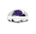 Amethyst and VS Diamond Men's Ring