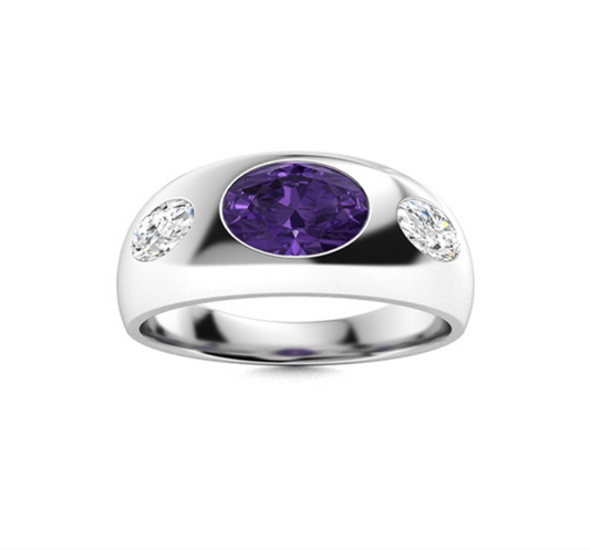 Amethyst and VS Diamond Men's Ring