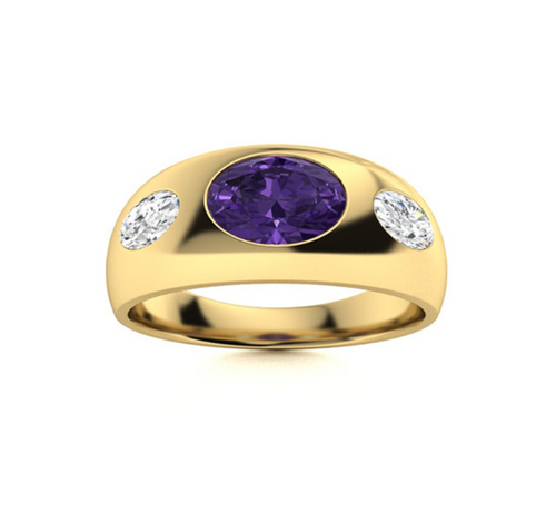 Amethyst and VS Diamond Men's Ring
