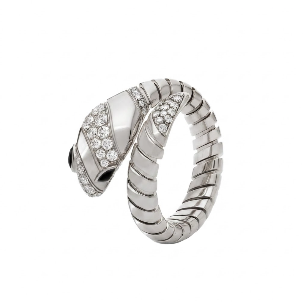 SERPENT TWO ROW PAVE LAB DIAMOND RING