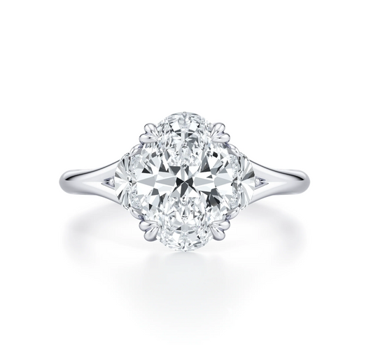 OVAL RING WITH HALF MOON SIDE STONES