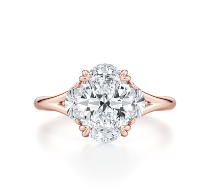 OVAL RING WITH HALF MOON SIDE STONES