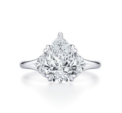 PEAR RING WITH HALF MOON SIDE STONES