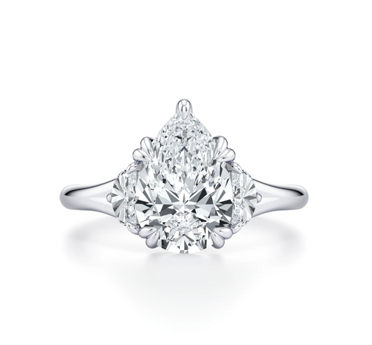 PEAR RING WITH HALF MOON SIDE STONES