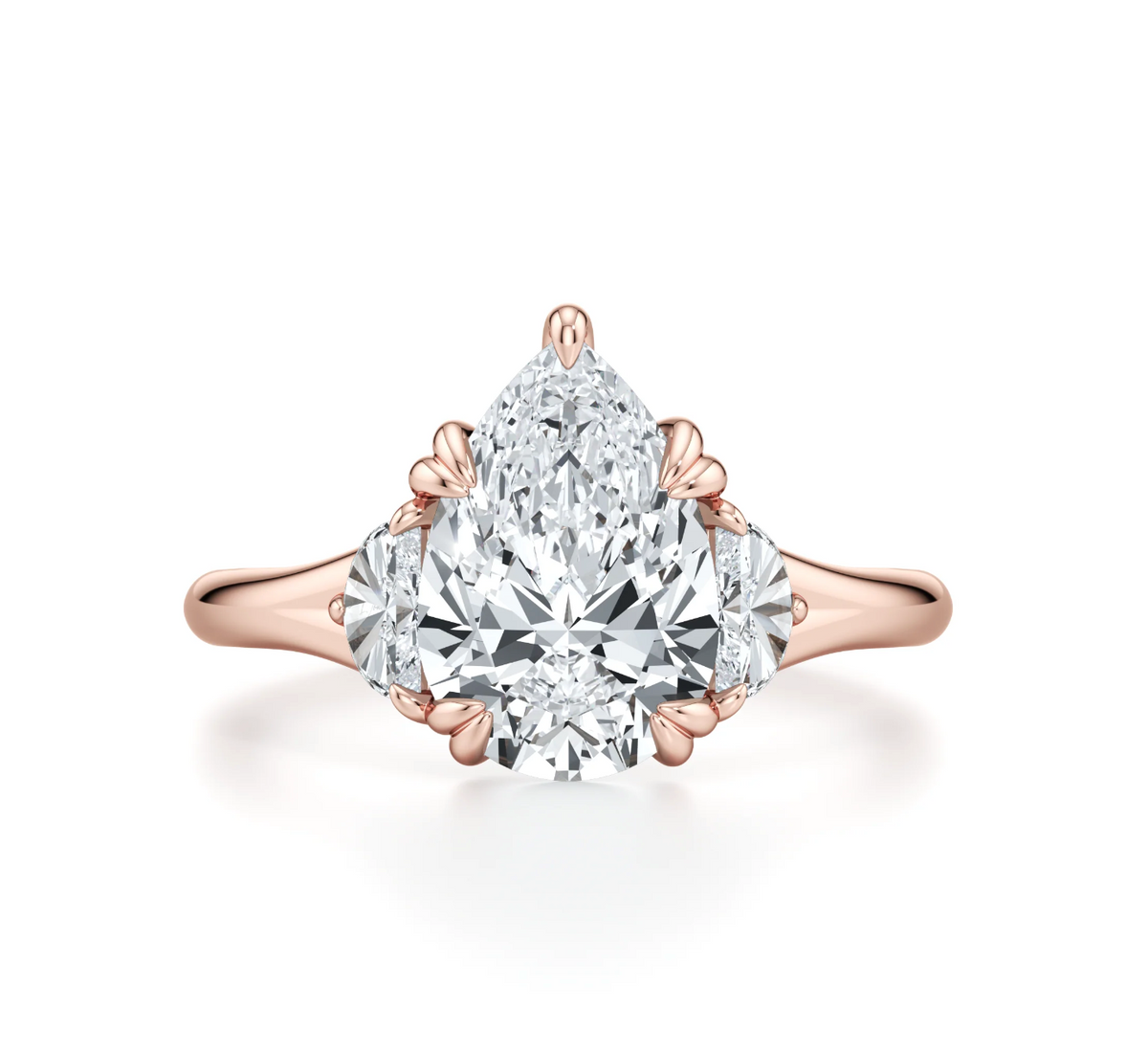 PEAR RING WITH HALF MOON SIDE STONES