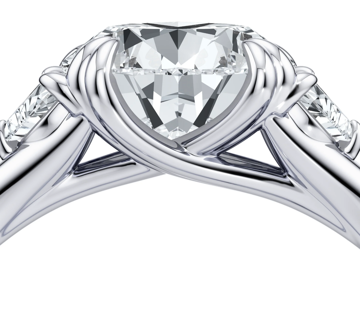 PEAR RING WITH HALF MOON SIDE STONES