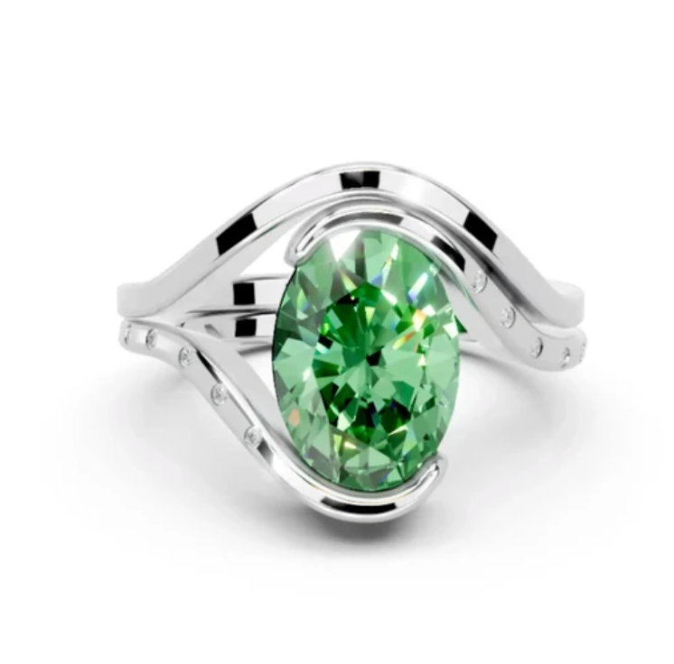OVAL PAVE ENGAGEMENT RING