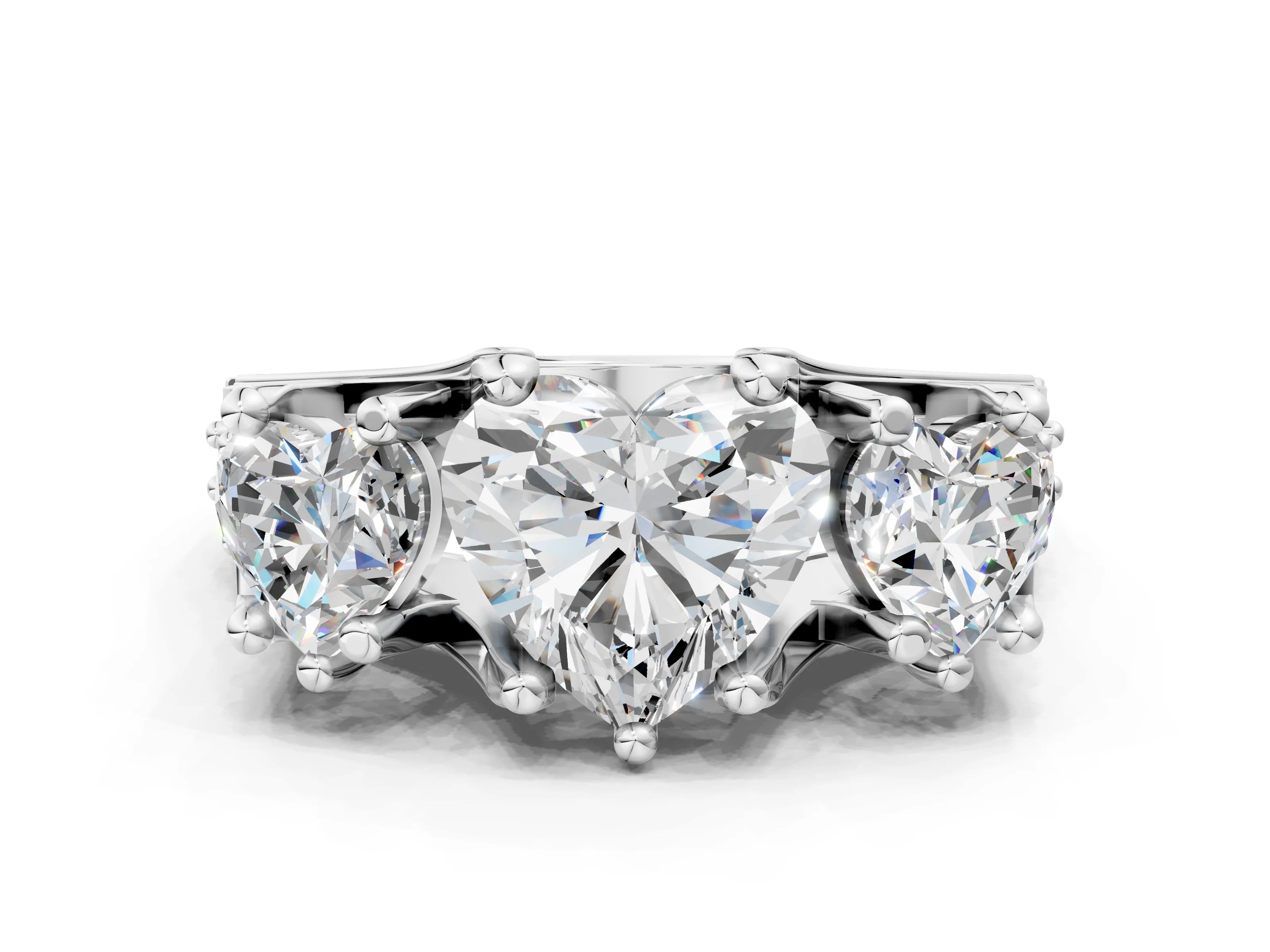 HEART 3 STONE RING