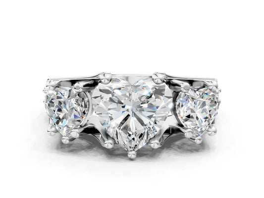 HEART 3 STONE RING