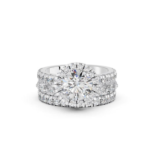 ROUND HALO PAVE BRIDAL SET