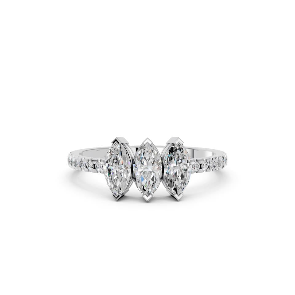 3 STONE MARQUISE PAVE BAND