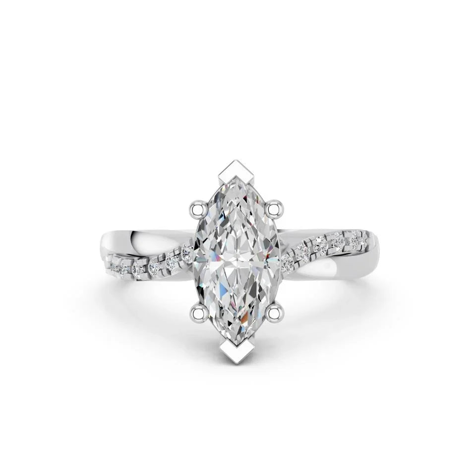 MARQUISE RING WITH TWISTED PAVE BAND