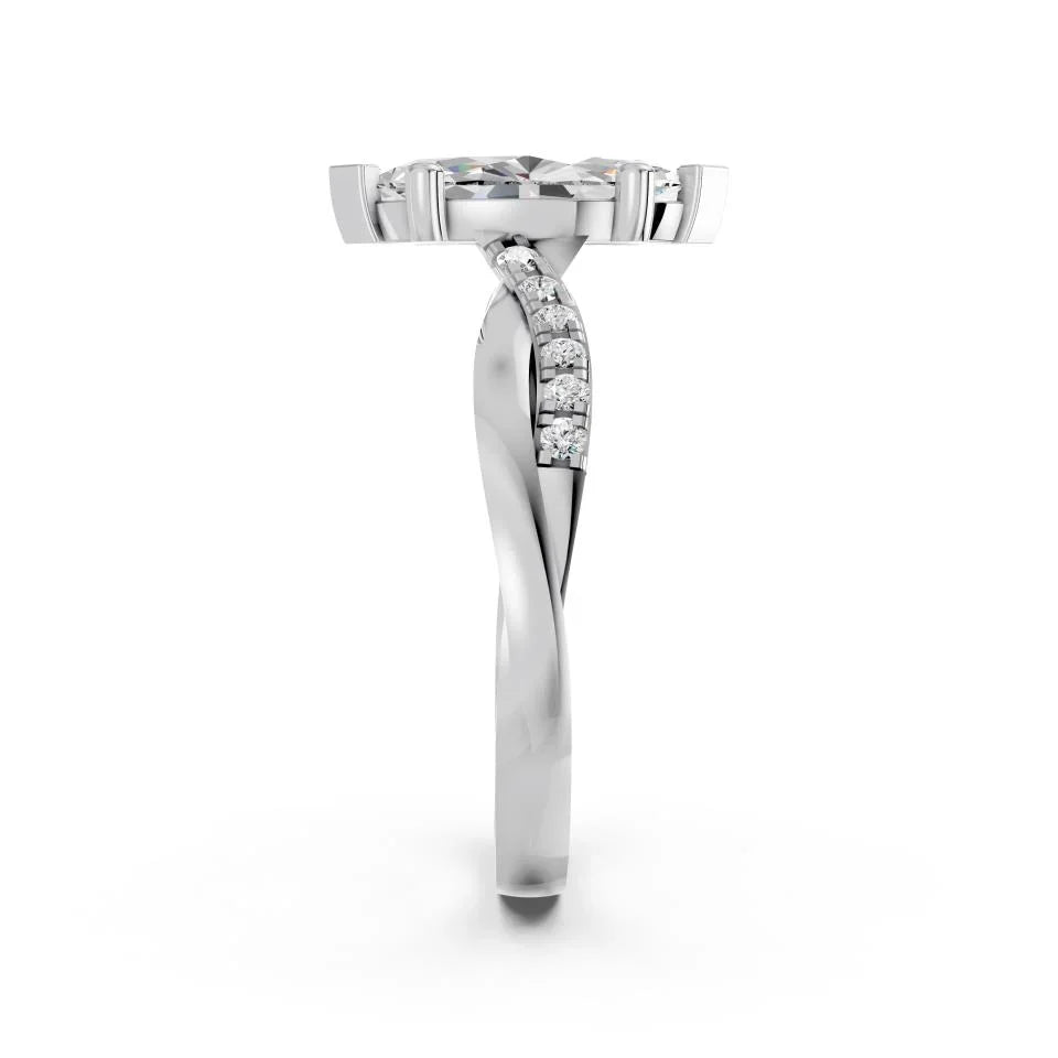 MARQUISE RING WITH TWISTED PAVE BAND