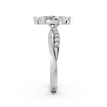 MARQUISE RING WITH TWISTED PAVE BAND
