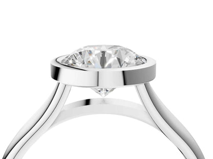 Round Cut Bezel Set Lab Grown Diamond Engagement Ring with Split Shank| D VS1