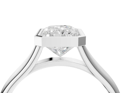 Radiant  Cut Bezel Set Lab Grown Diamond Engagement Ring with Split Shank| D VS1