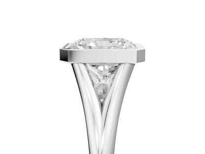 Radiant  Cut Bezel Set Lab Grown Diamond Engagement Ring with Split Shank| D VS1
