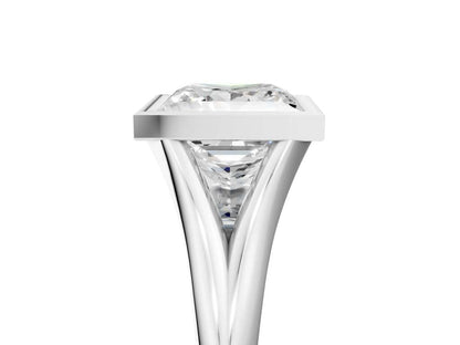 Princess Cut Bezel Set Lab Grown Diamond Engagement Ring with Split Shank| D VS1