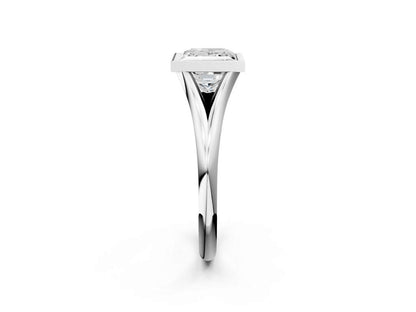 Princess Cut Bezel Set Lab Grown Diamond Engagement Ring with Split Shank| D VS1