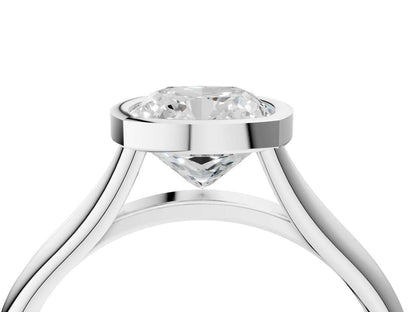 Cushion  Cut Bezel Set Lab Grown Diamond Engagement Ring with Split Shank| D VS1