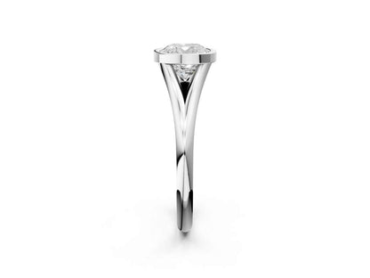 Cushion  Cut Bezel Set Lab Grown Diamond Engagement Ring with Split Shank| D VS1