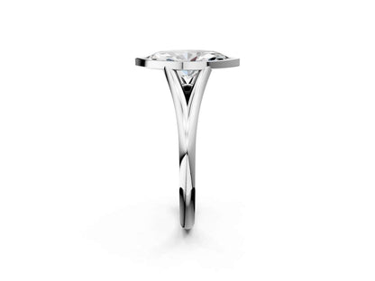 Marquise Cut Bezel Set Lab Grown Diamond Engagement Ring with Split Shank| D VS1