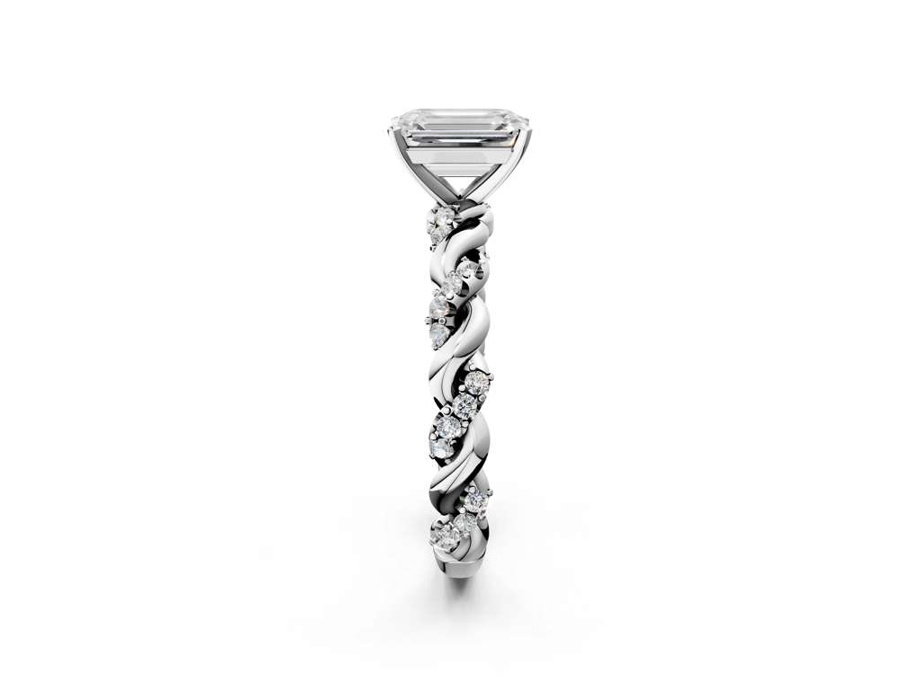 EMERALD TWISTED PAVE RING
