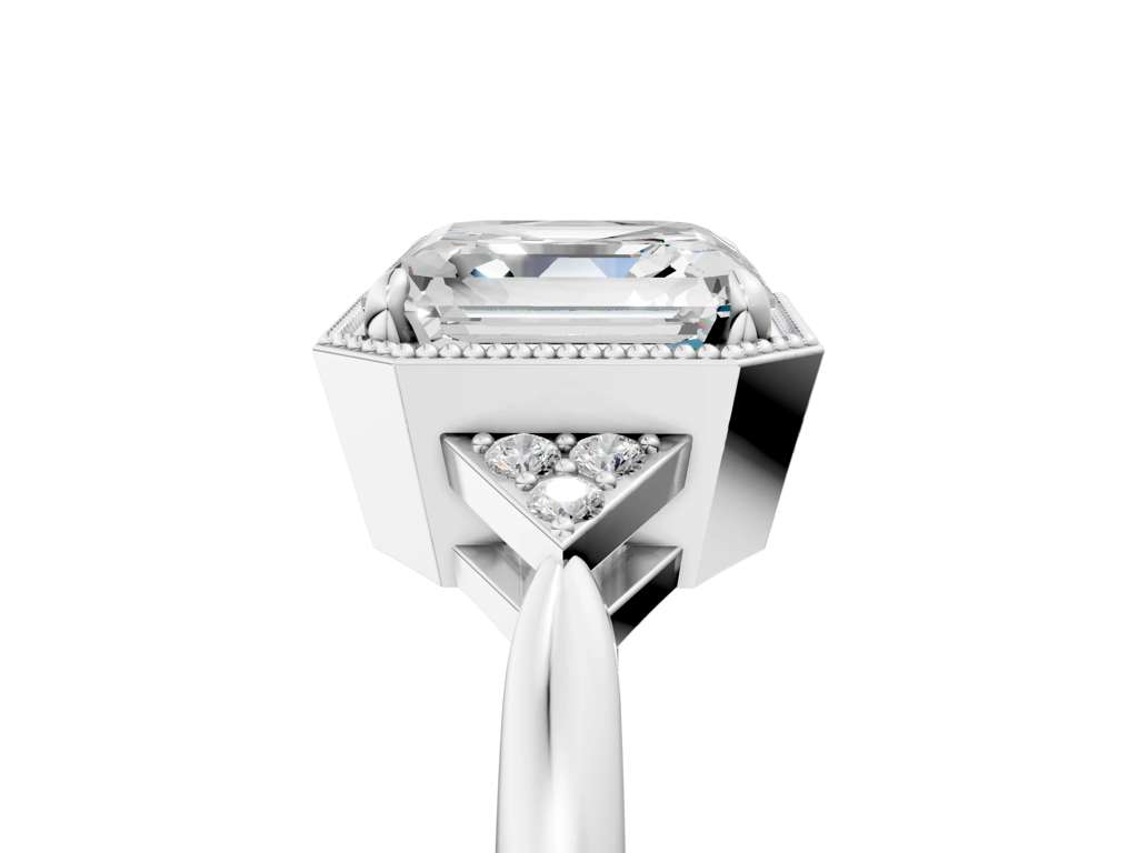 ASSCHER MILGRAIN VINTAGE RING