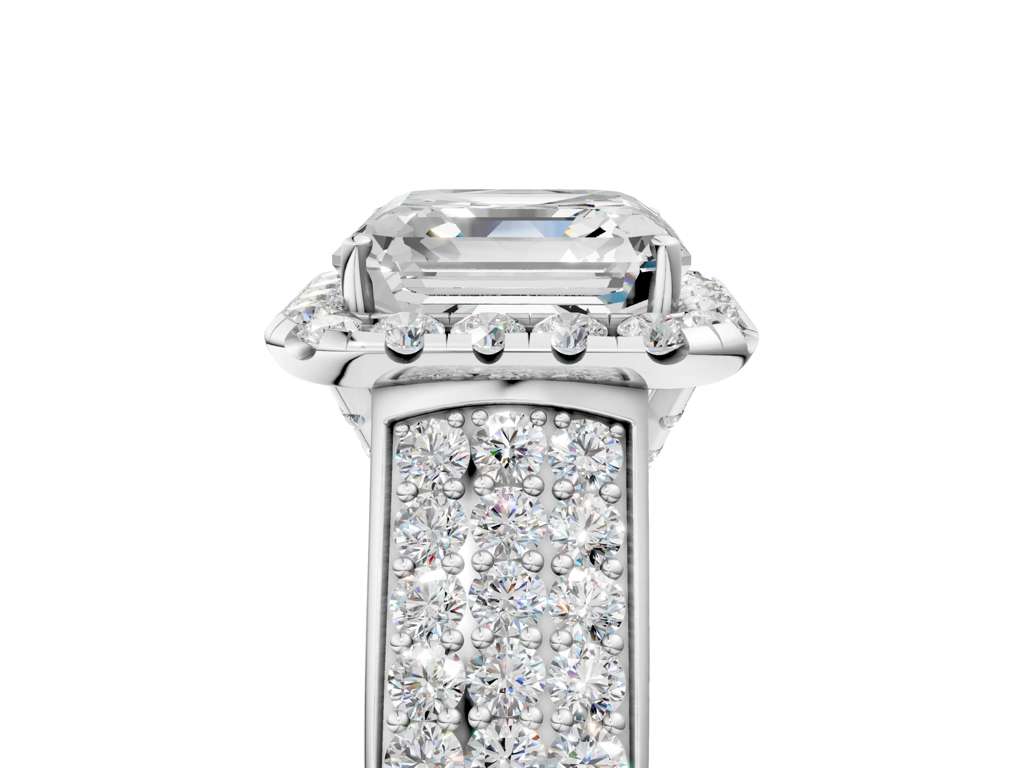 ASSCHER THREE ROW VINTAGE RING