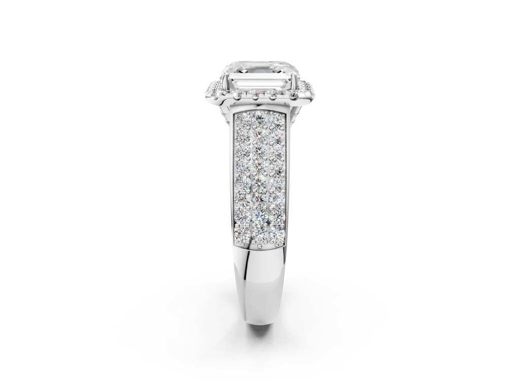 ASSCHER THREE ROW VINTAGE RING