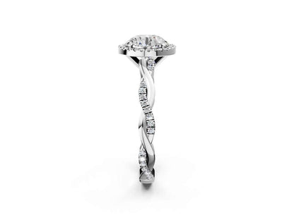 ROUND TWISTED PAVE WITH HALO - M&D Signature Jewels