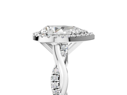 PEAR TWISTED PAVE WITH HALO - M&D Signature Jewels